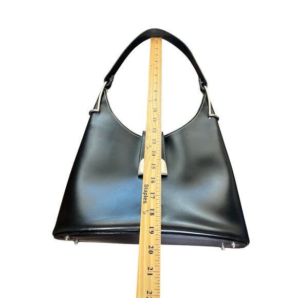 Dooney Bourke Black Crescent Shoulder Bag Y2K Smooth Leather Hobo - Picture 8 of 8